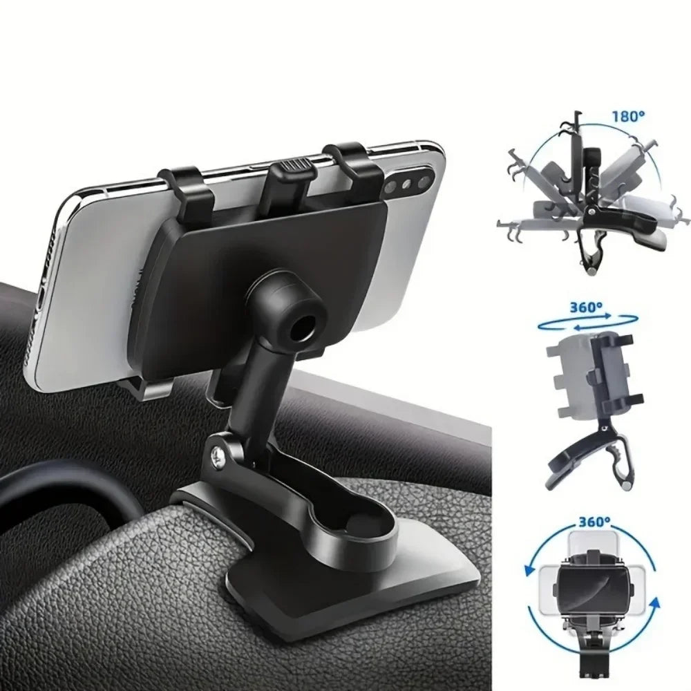 360° Rotation Car Phone Holder Universal Mobile Phone Holder Dashboard Easy Clip Mount Stand Cellphone Stand For GPS Navigation