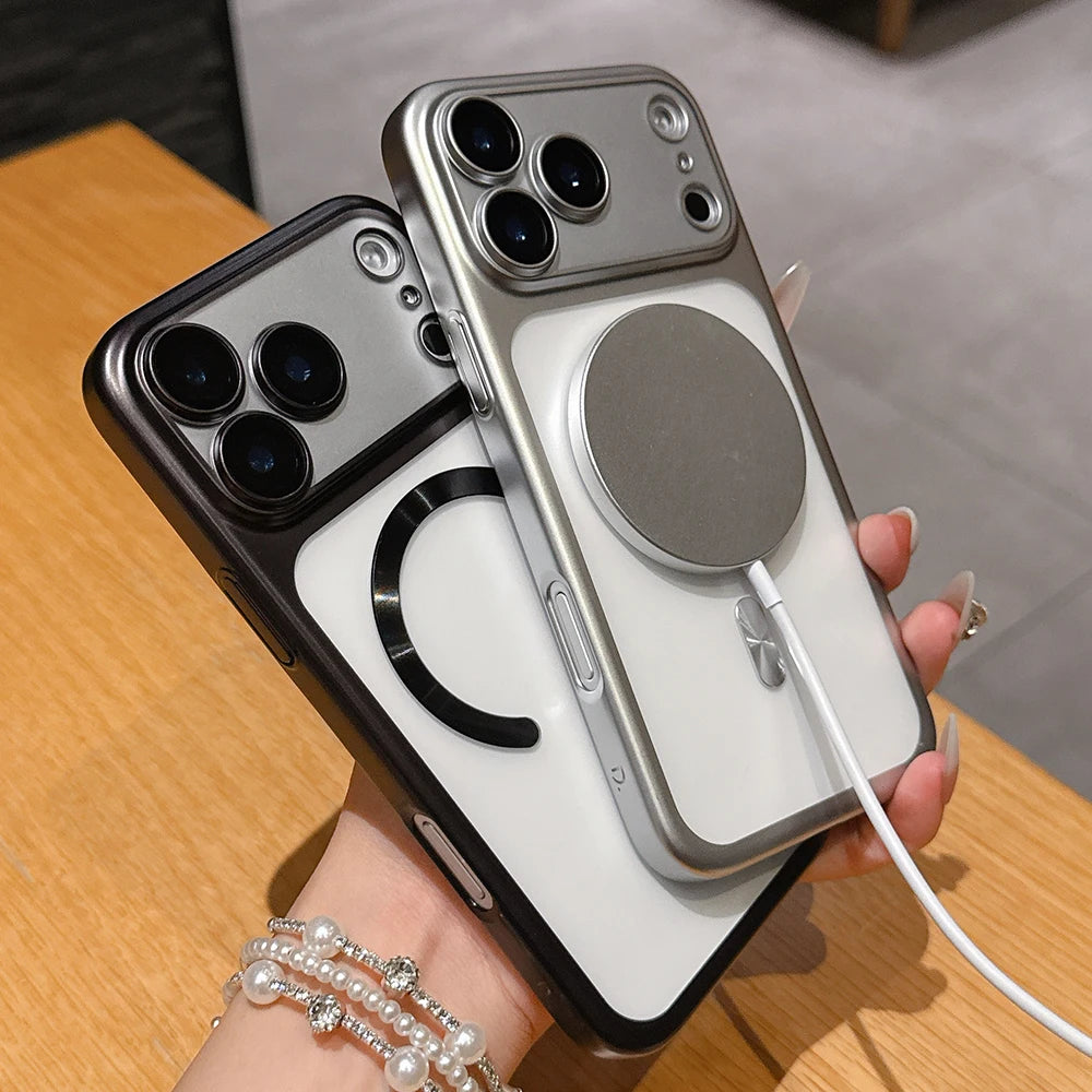Luxury Matte Translucent Magnetic Case For iPhone 17 Pro Max 17Pro 17 Air For Magsafe Wireless Charging Camera Protector Cover