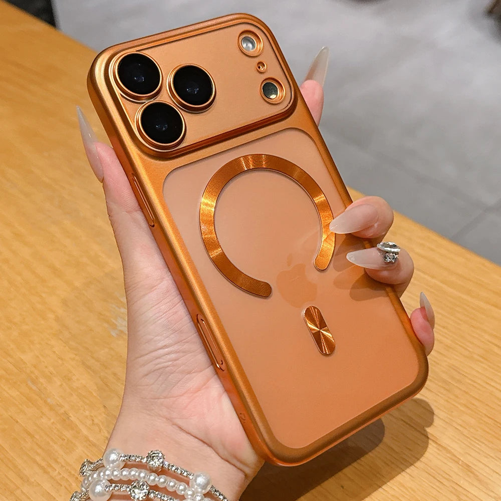 Luxury Matte Translucent Magnetic Case For iPhone 17 Pro Max 17Pro 17 Air For Magsafe Wireless Charging Camera Protector Cover